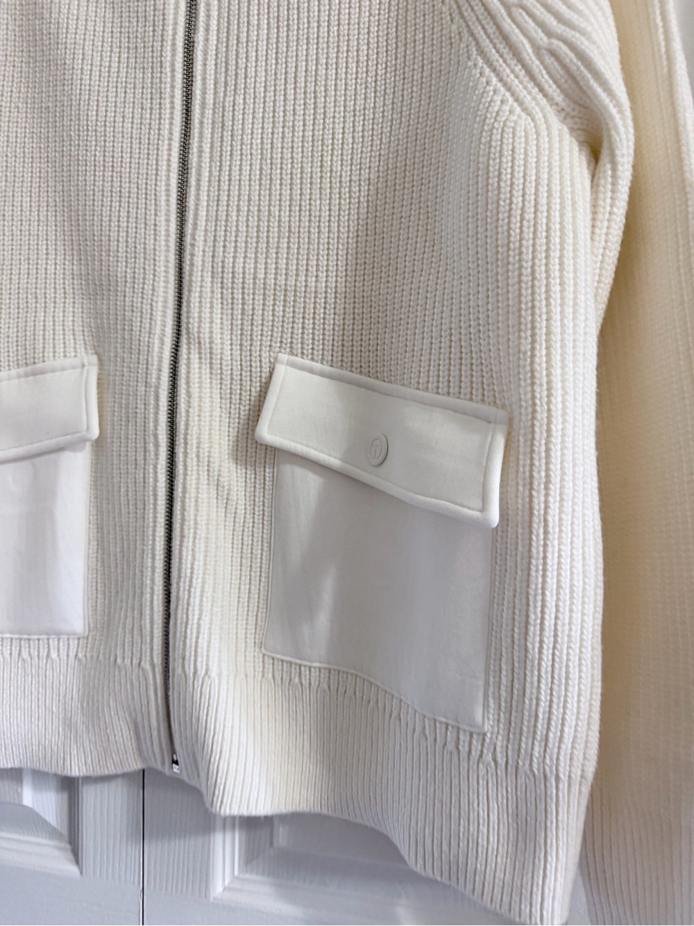 Talbots Cream Full-Zip Ribbed Knit Jacket - Picture 5 of 10